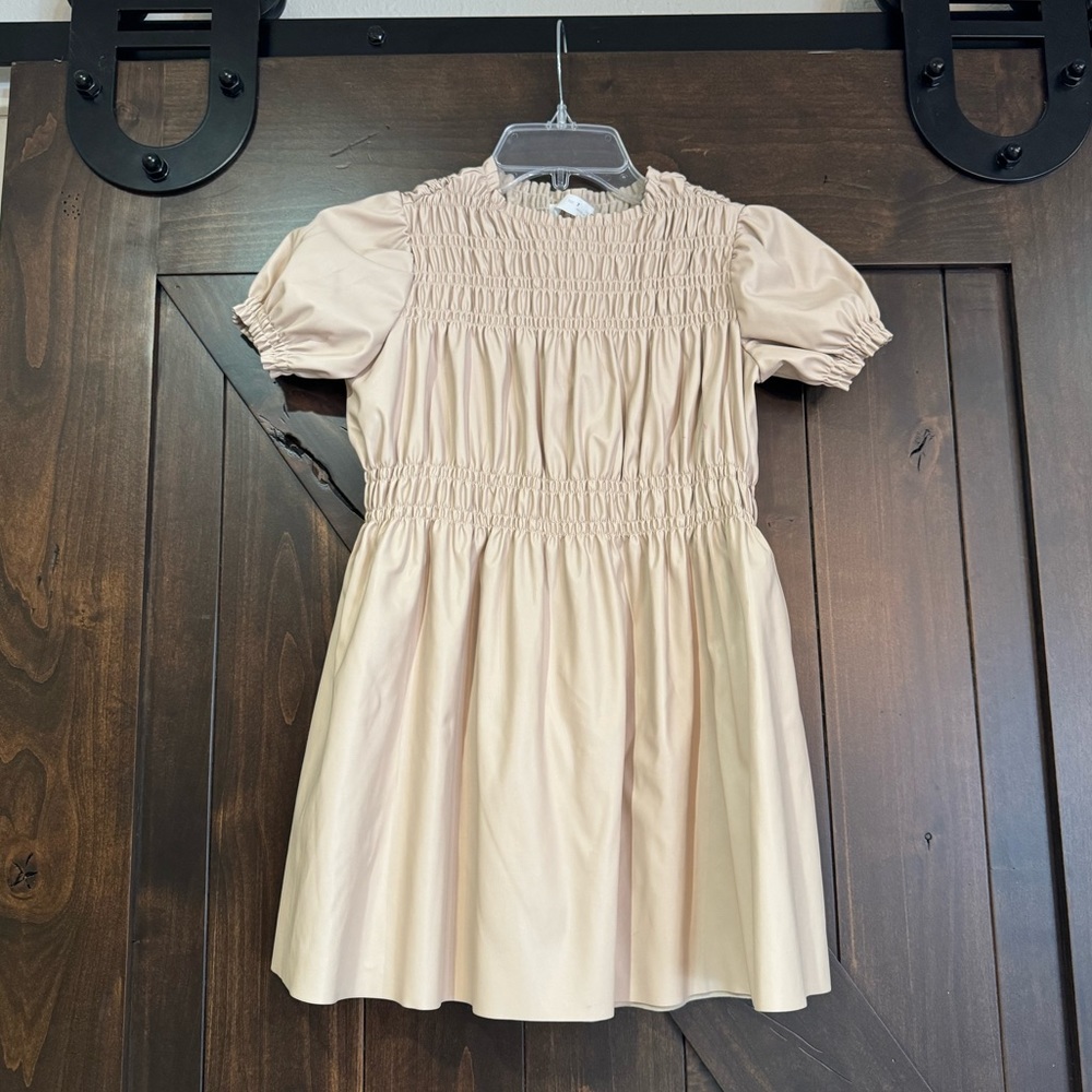 Zara girls Faux Leather Cream Dress Size 7